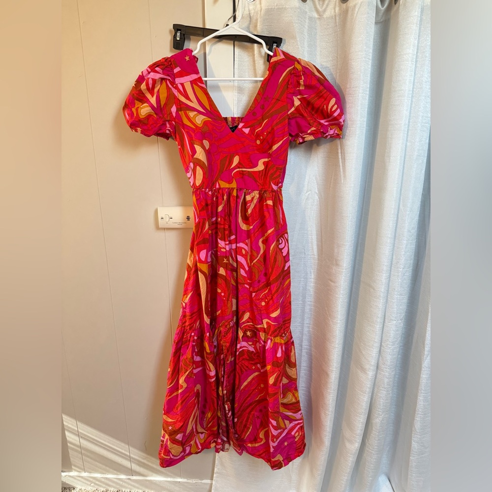 Vibrant Red and Orange Maxi Dress
